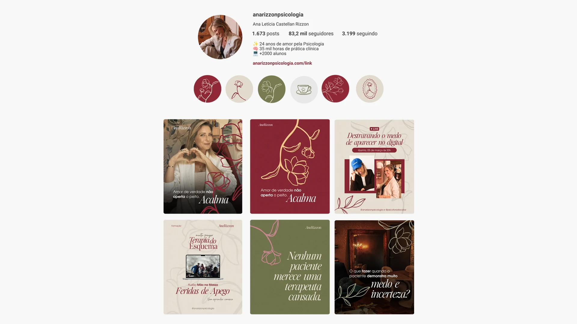 Feed personalizado da Ana Rizzon Psicologia