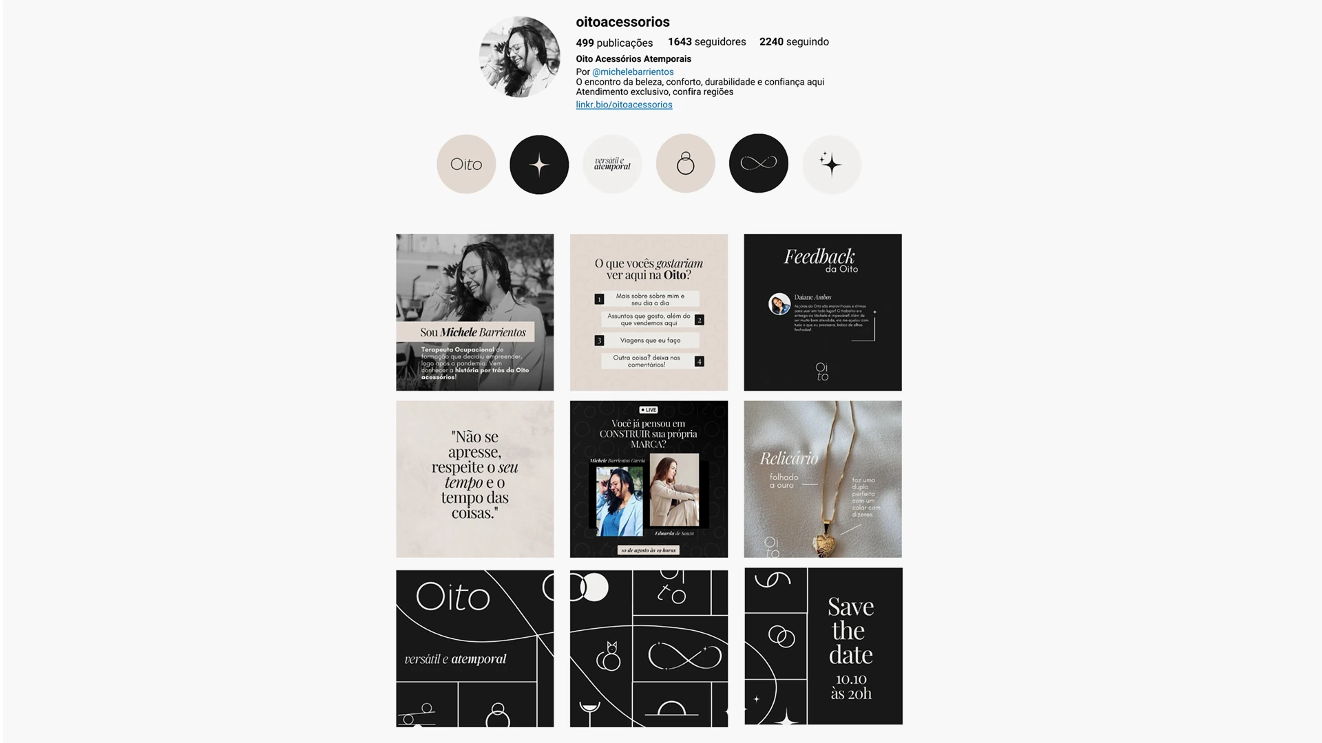 Feed personalizado da Oito Acessórios