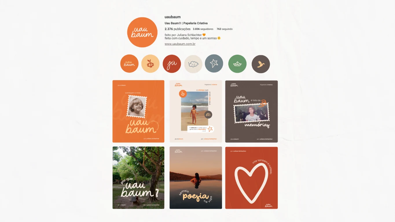 Perfil e publicações personalizadas da Uau Baum no Instagram